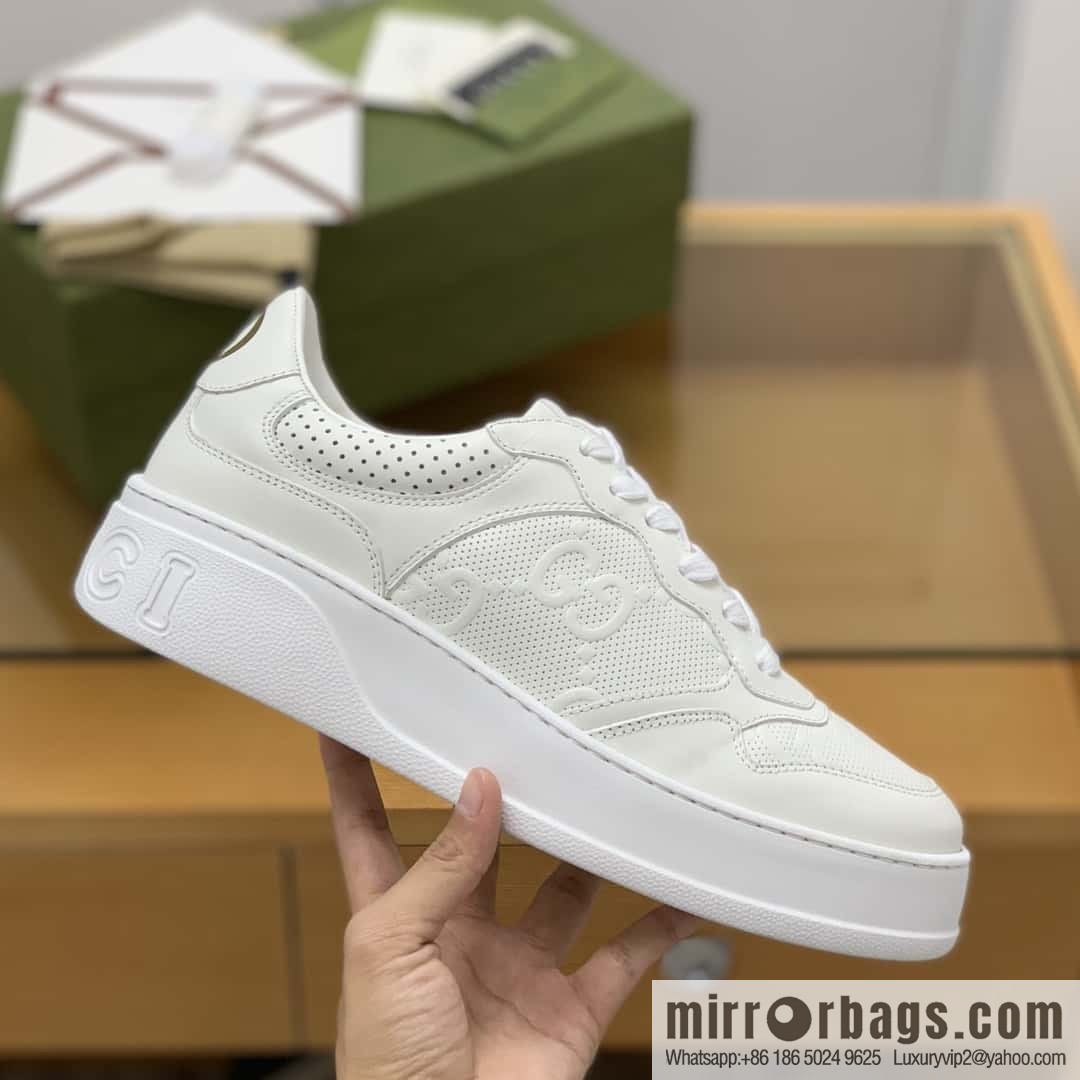 GUCCI GG printing, cowhide material, couple sneakers