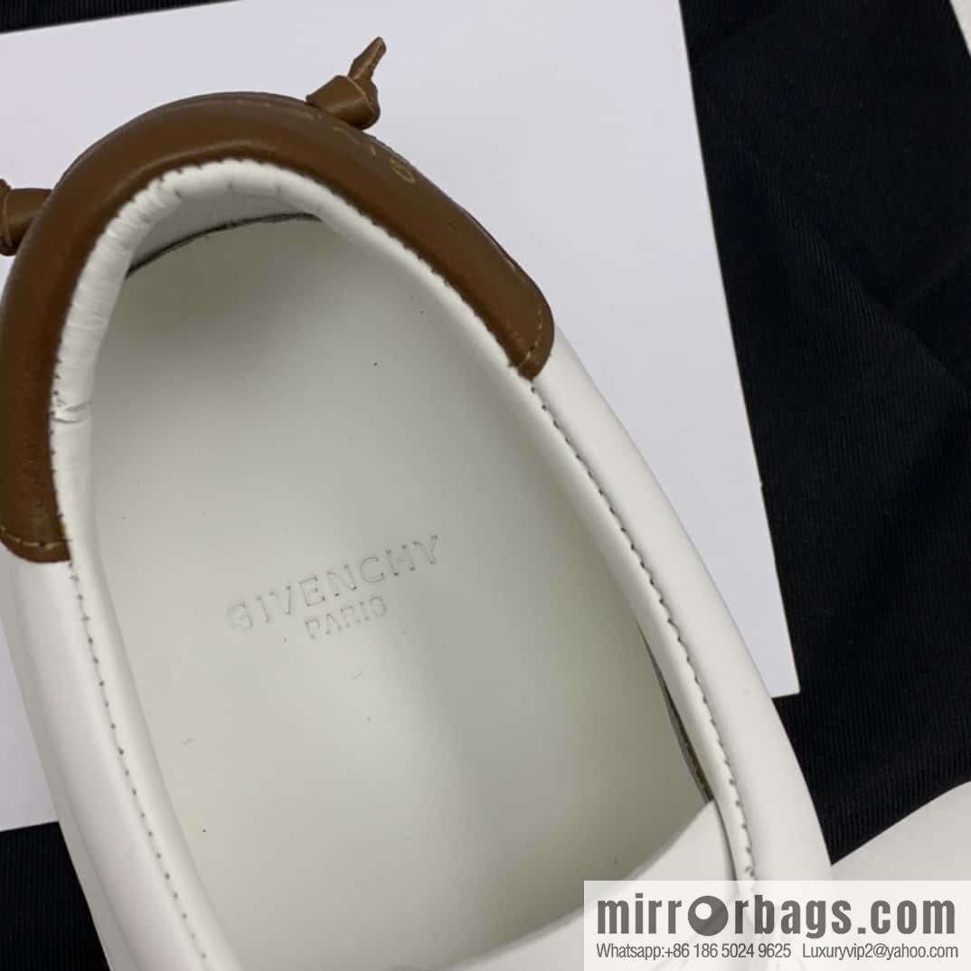 Givenchy/Givenchy, white leather, brown leather with knot, sports shoes for couples