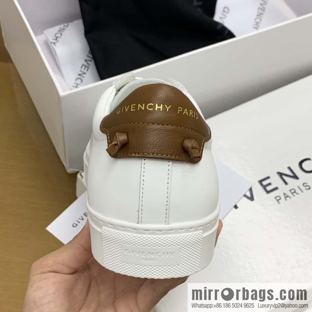Givenchy/Givenchy, white leather, brown leather with knot, sports shoes for couples