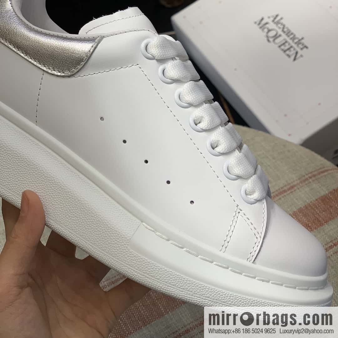 Alexander McQueen Silver Leather Tail, Same Sneakers for Men and Women