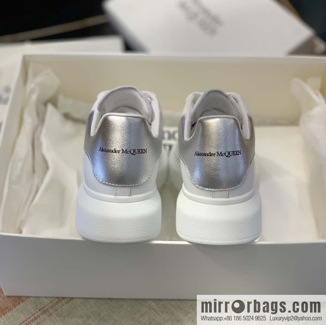 Alexander McQueen Silver Leather Tail, Same Sneakers for Men and Women