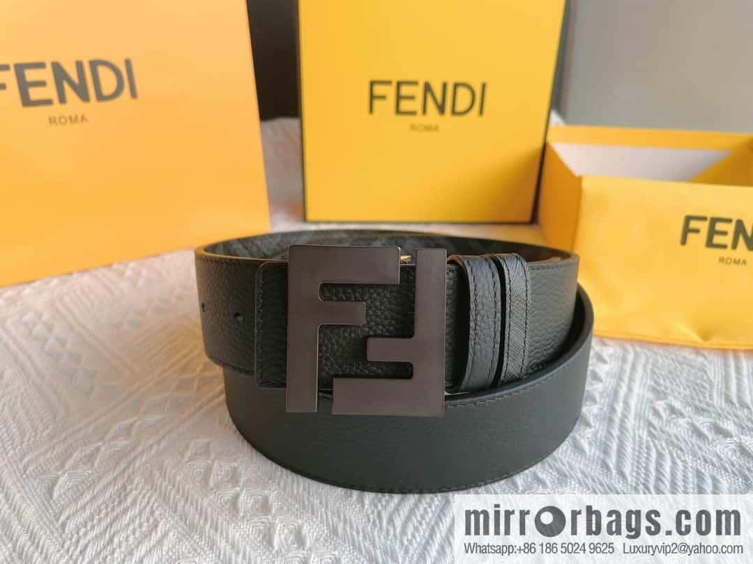 FENDI Fendi FF logo exquisite craftsmanship metal buckle, first layer cowhide double-sided belt 4.0cm