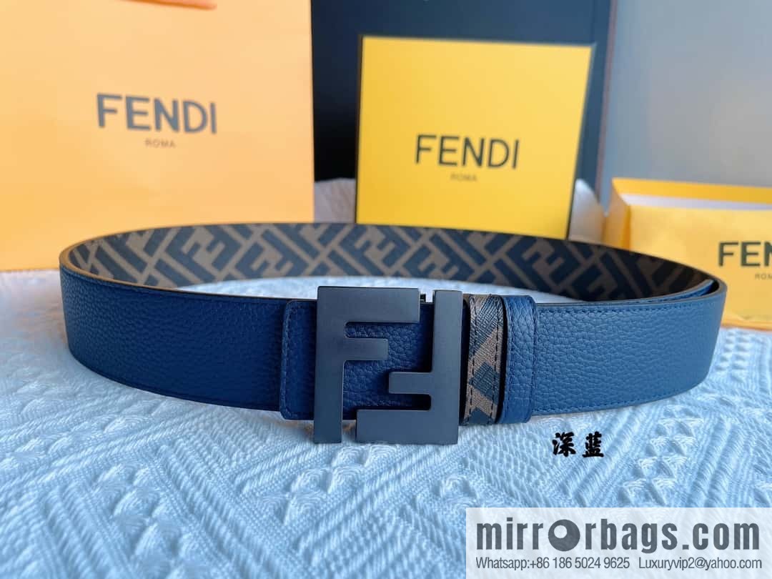 FENDI Fendi FF logo exquisite craftsmanship metal buckle, first layer cowhide double-sided belt 4.0cm