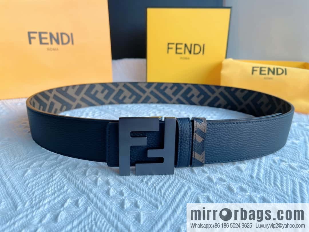 FENDI Fendi FF logo exquisite craftsmanship metal buckle, first layer cowhide double-sided belt 4.0cm