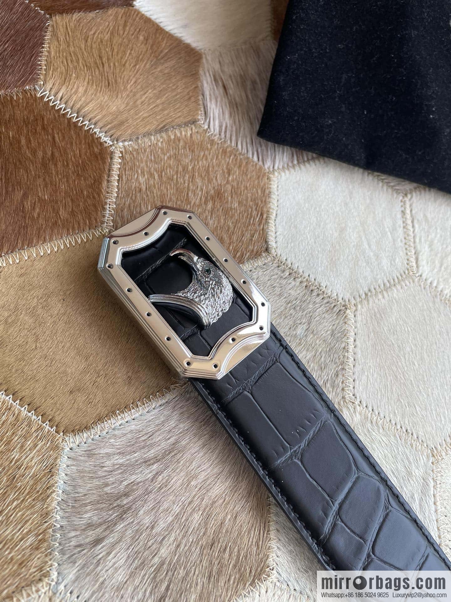 STEFANO RICCI Stephen Raunich Counter Stainless Steel Eagle Head Inner Wear Metal Buckle 3.8cm First Layer Cowhide Fine Imitation Crocodile Leather Belt