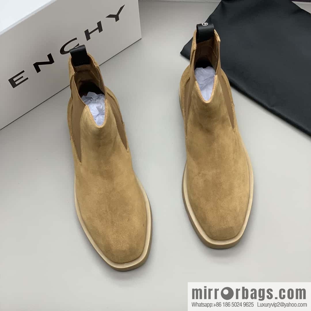 Givenchy/Givenchy, Beige Frosted Leather, Men's Chelsea Boots