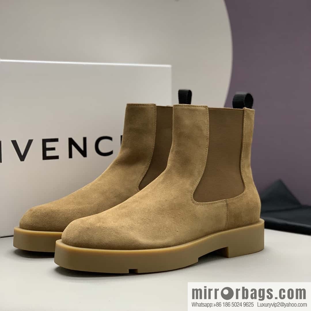 Givenchy/Givenchy, Beige Frosted Leather, Men's Chelsea Boots