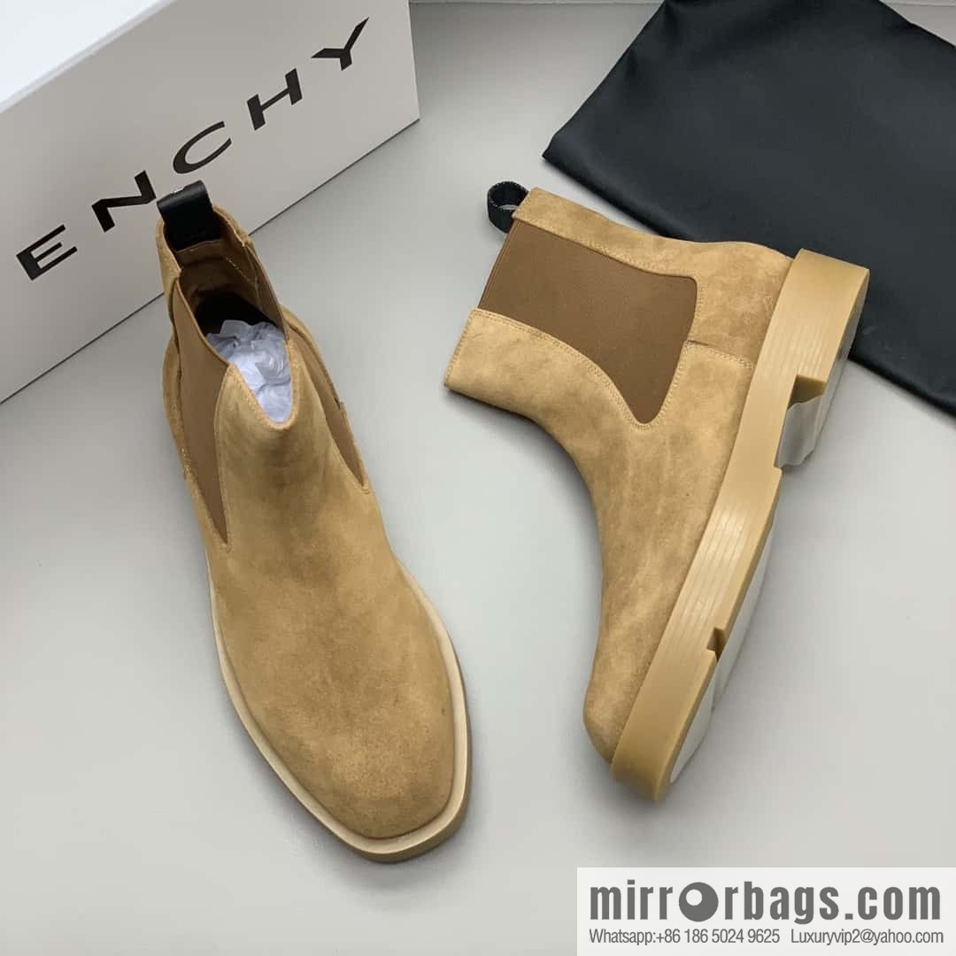 Givenchy/Givenchy, Beige Frosted Leather, Men's Chelsea Boots