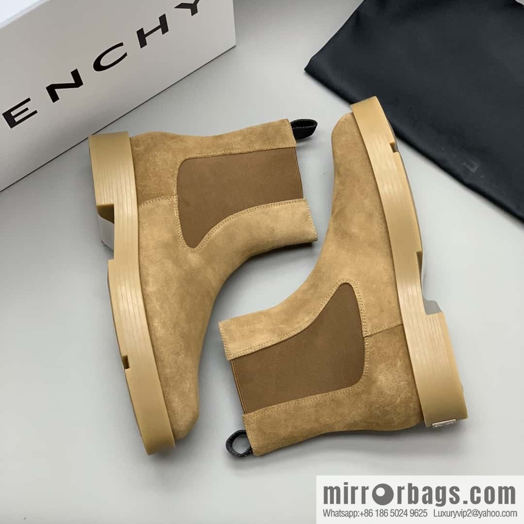 Givenchy/Givenchy, Beige Frosted Leather, Men's Chelsea Boots