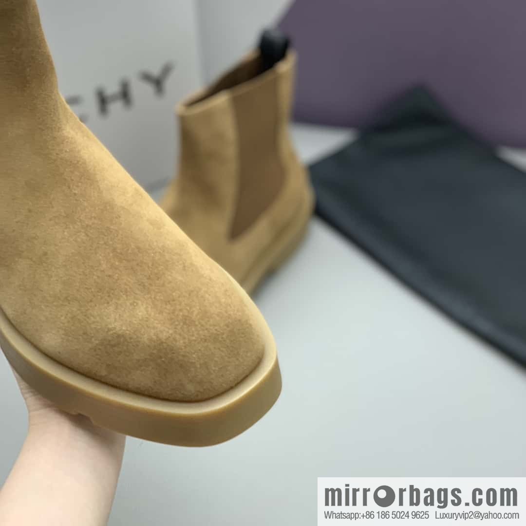 Givenchy/Givenchy, Beige Frosted Leather, Men's Chelsea Boots