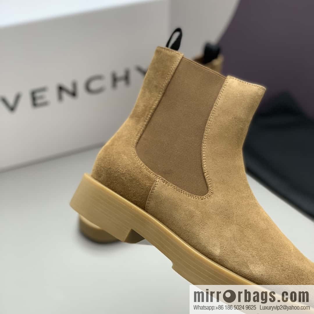 Givenchy/Givenchy, Beige Frosted Leather, Men's Chelsea Boots