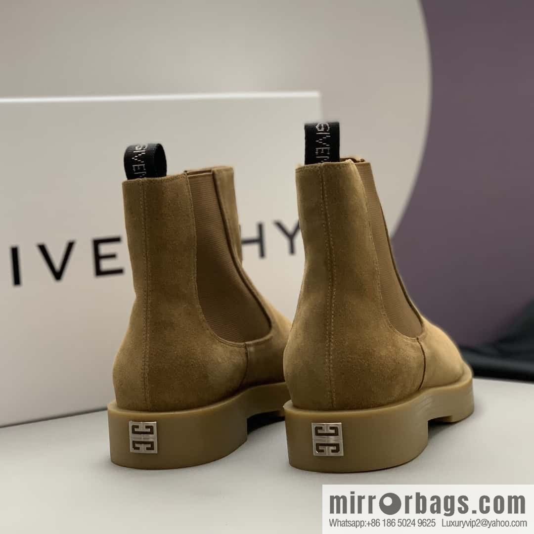 Givenchy/Givenchy, Beige Frosted Leather, Men's Chelsea Boots