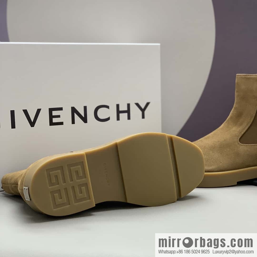 Givenchy/Givenchy, Beige Frosted Leather, Men's Chelsea Boots