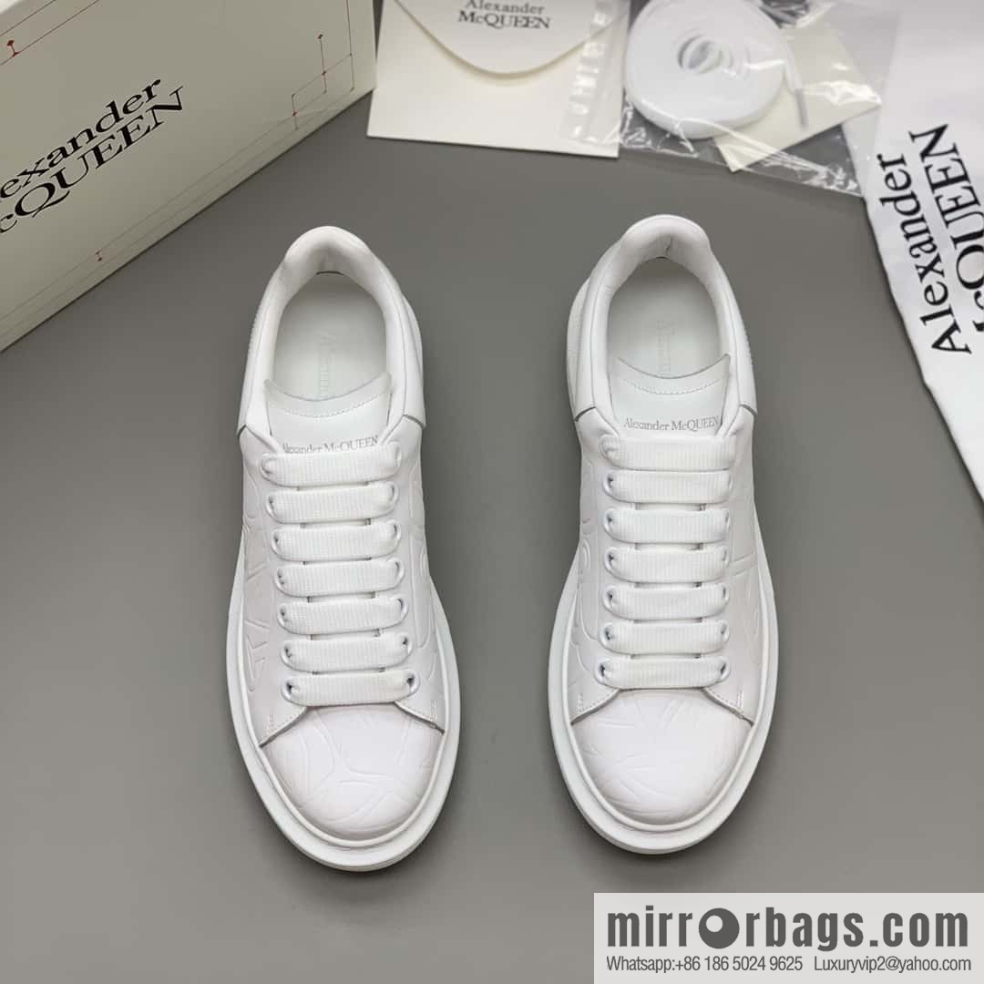 Alexander McQueen All White Embossed, Couple Casual Shoes
