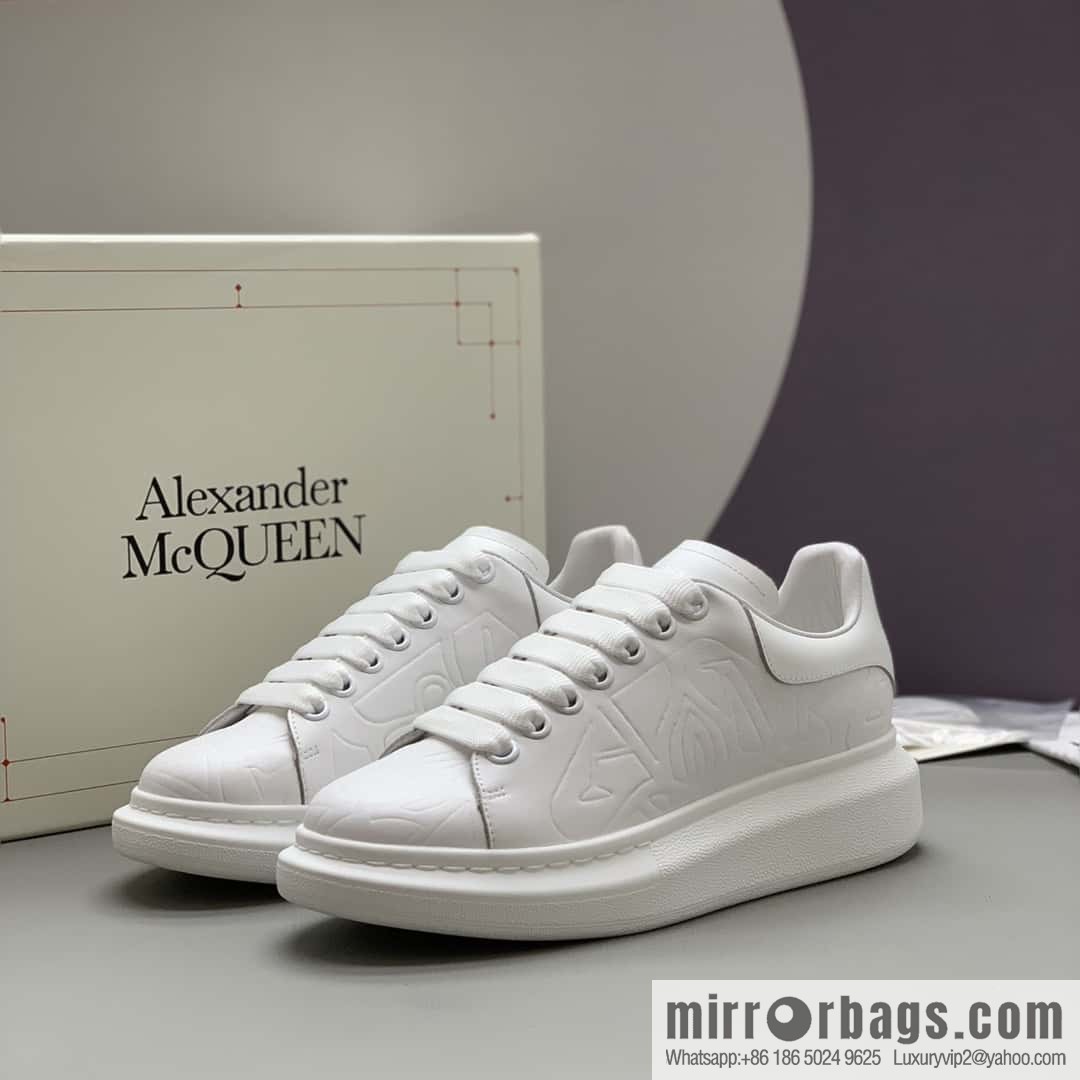 Alexander McQueen All White Embossed, Couple Casual Shoes