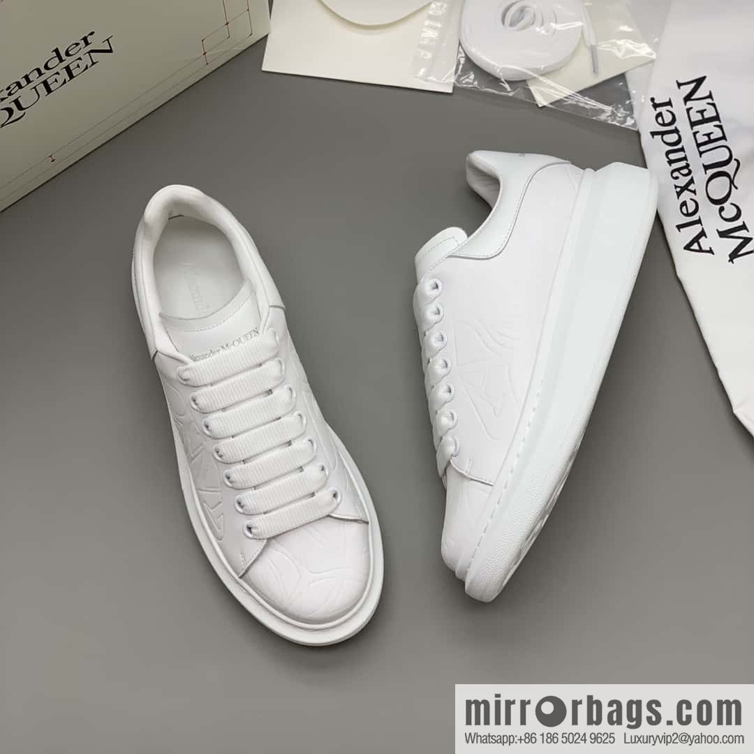 Alexander McQueen All White Embossed, Couple Casual Shoes