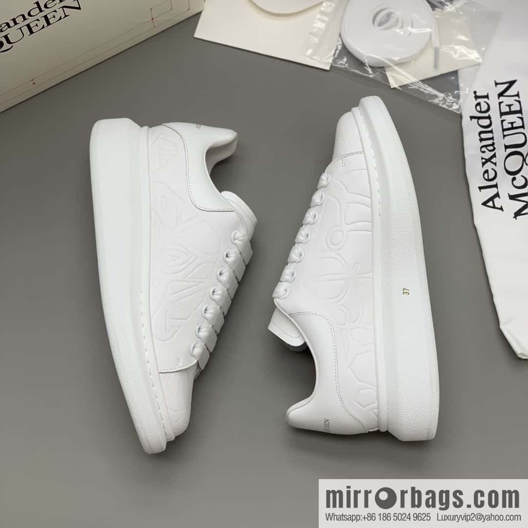 Alexander McQueen All White Embossed, Couple Casual Shoes