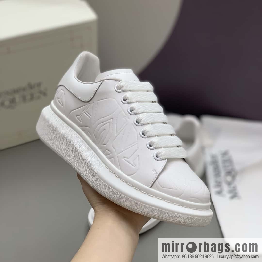 Alexander McQueen All White Embossed, Couple Casual Shoes