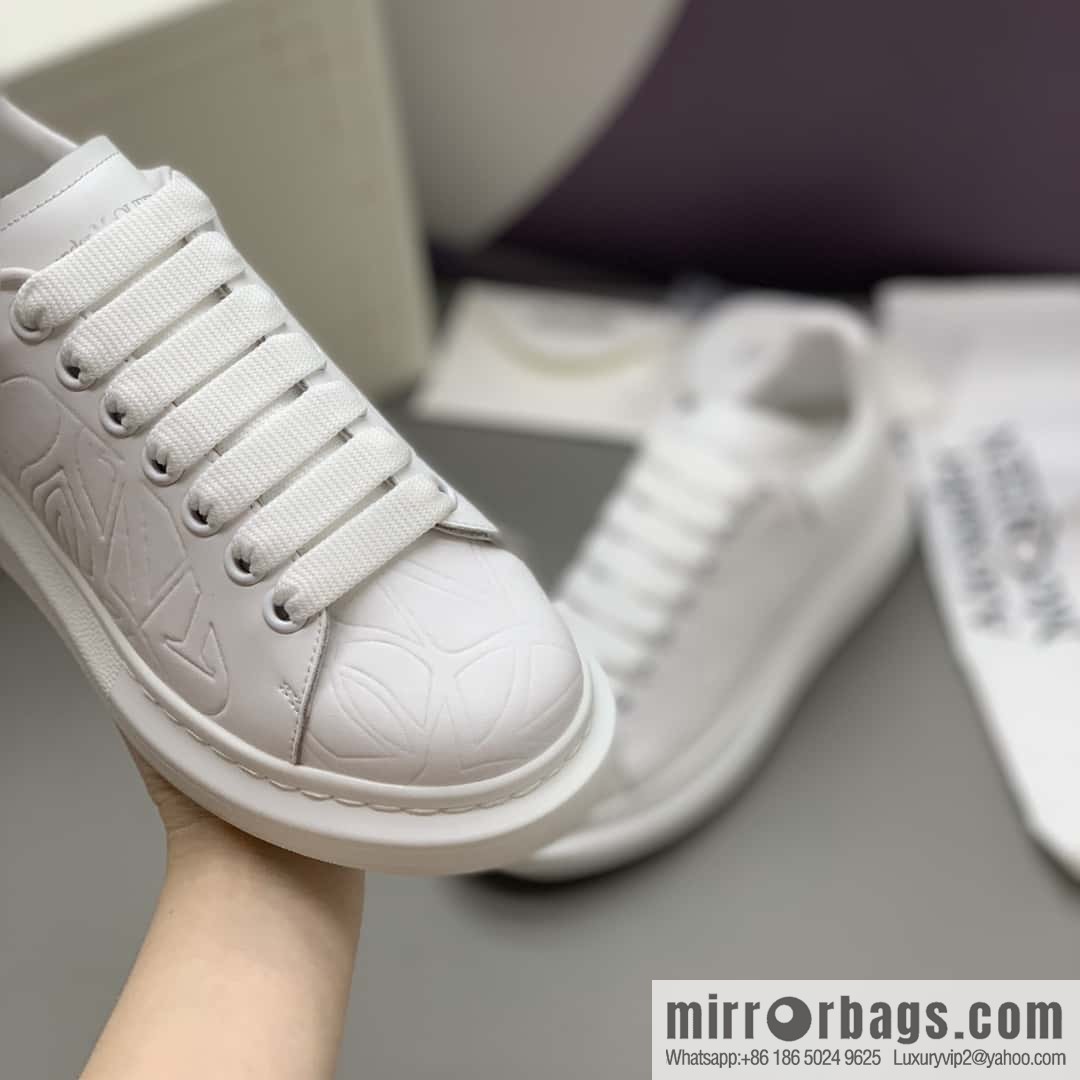 Alexander McQueen All White Embossed, Couple Casual Shoes