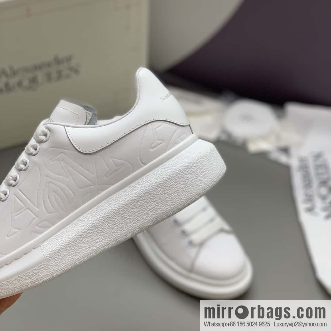 Alexander McQueen All White Embossed, Couple Casual Shoes