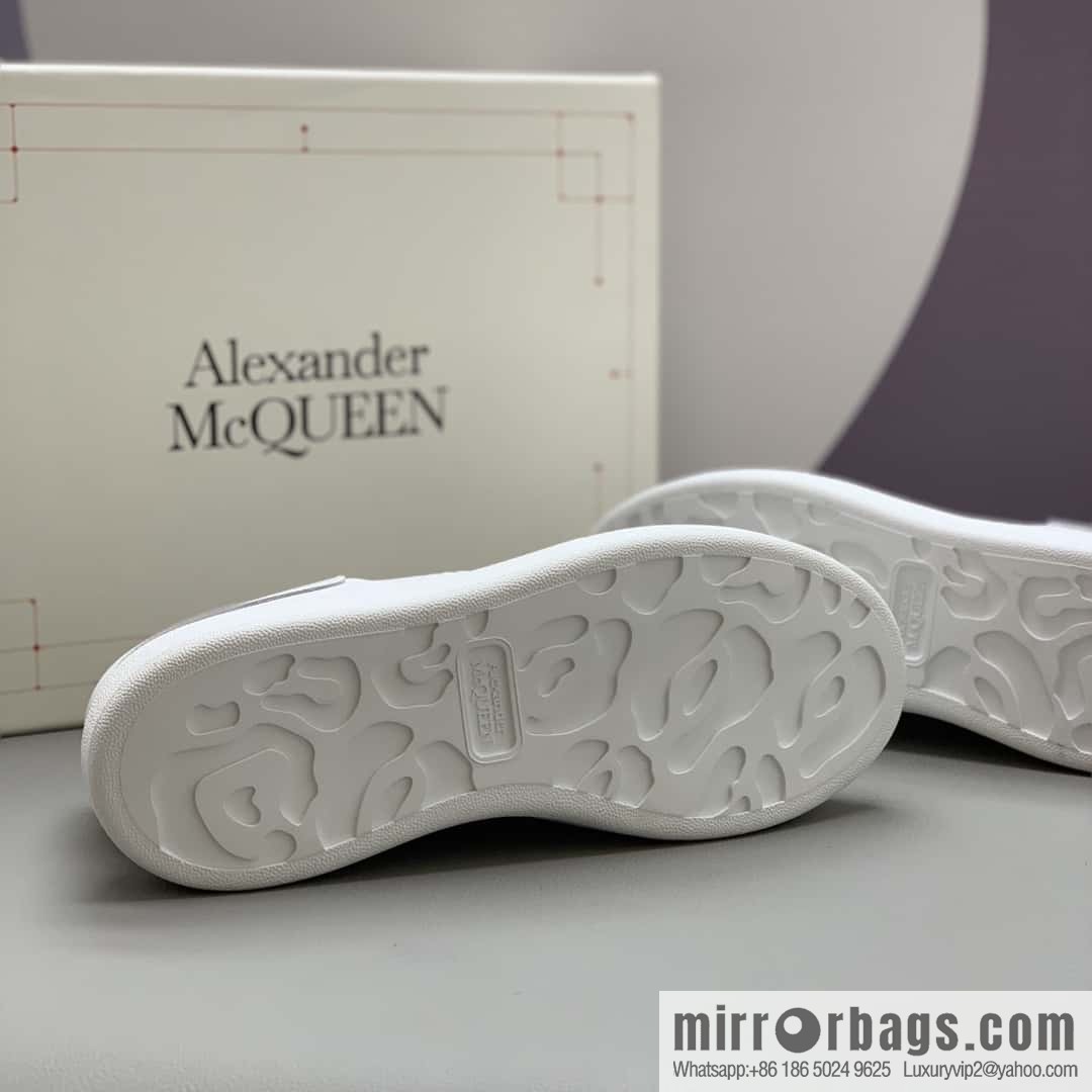 Alexander McQueen All White Embossed, Couple Casual Shoes