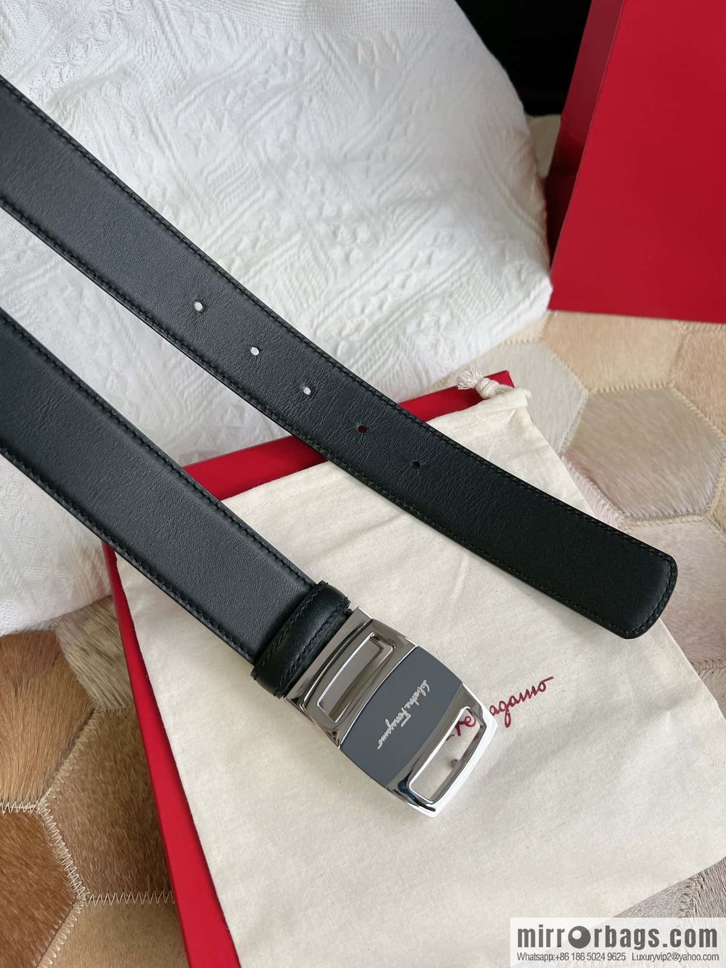 Ferragamo Ferragamo, Stainless Steel Fusion Acrylic Men's Belt 3.5cm