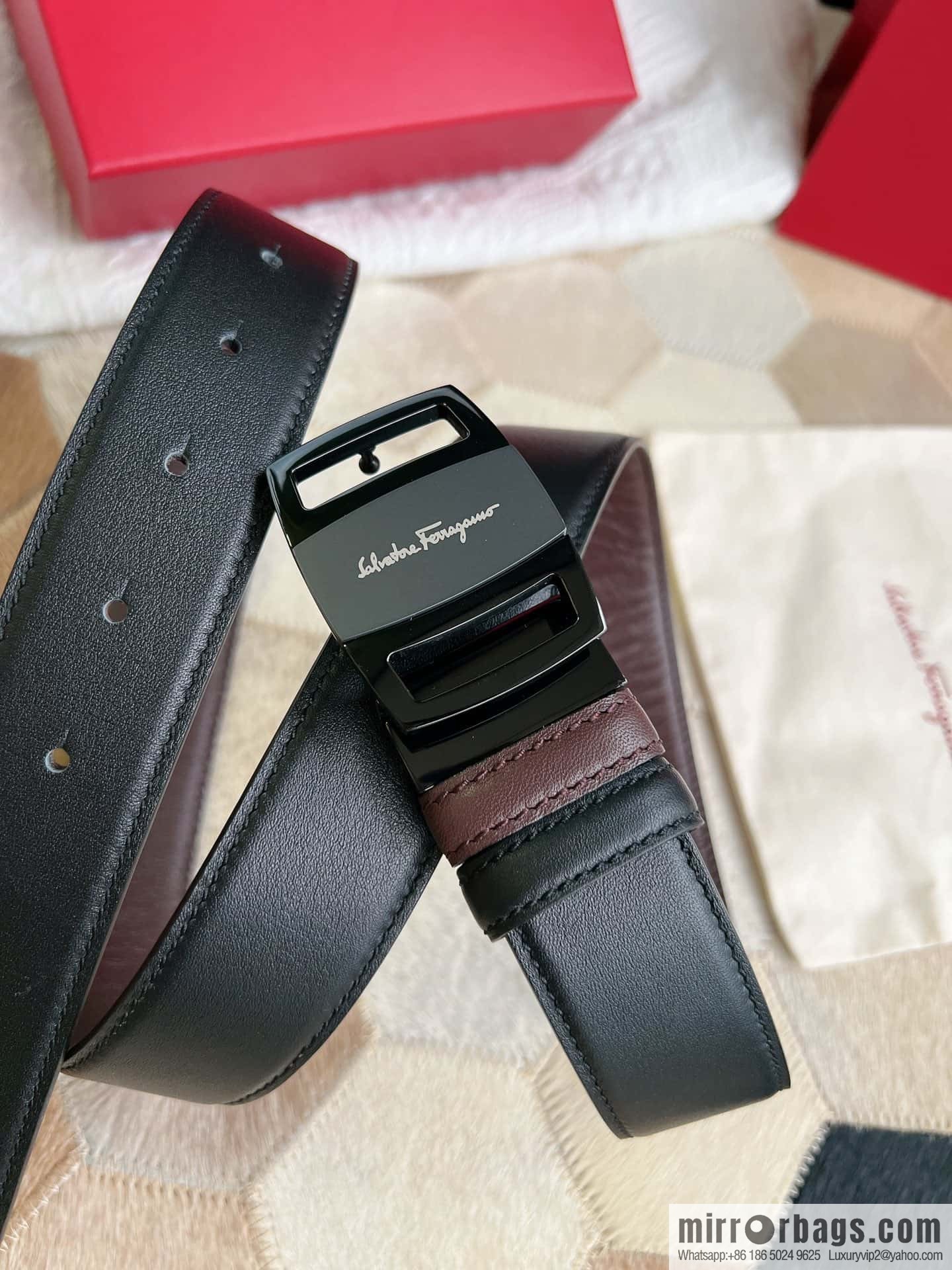 Ferragamo Ferragamo, Stainless Steel Fusion Acrylic Men's Belt 3.5cm