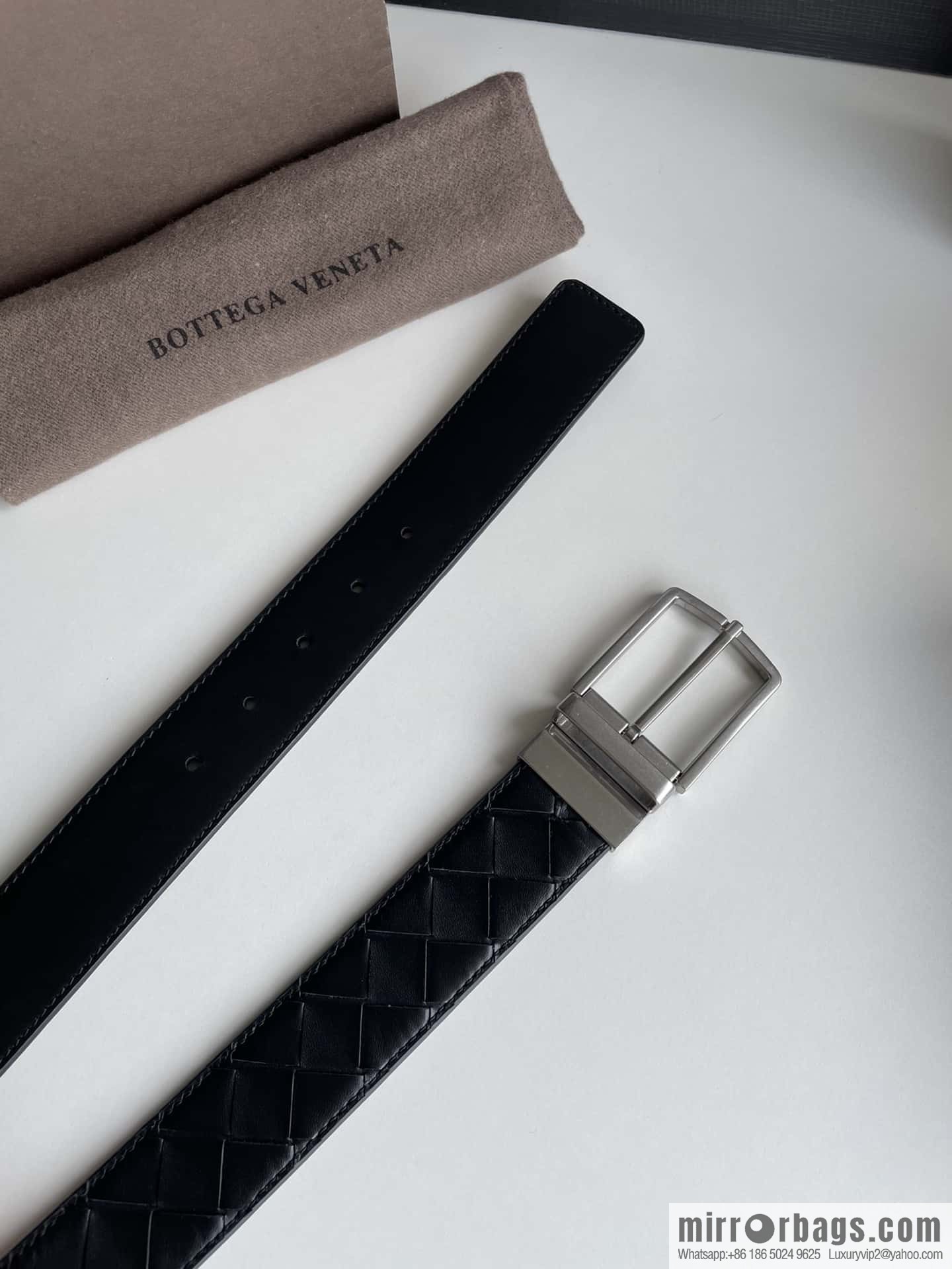 BottegaVenta (Bottega) woven first layer cowhide Intrecciato belt rotating metal buckle 3.8cm