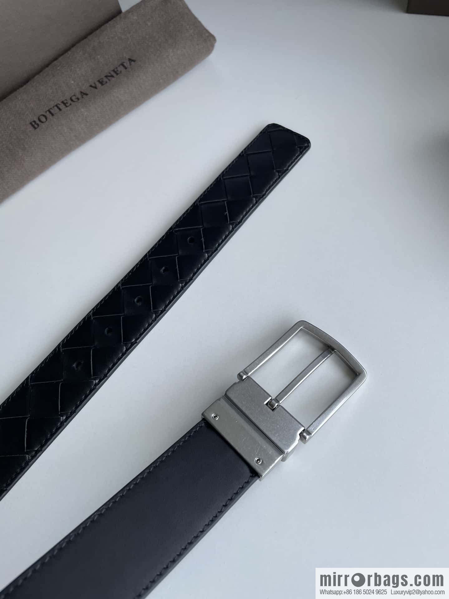 BottegaVenta (Bottega) woven first layer cowhide Intrecciato belt rotating metal buckle 3.8cm