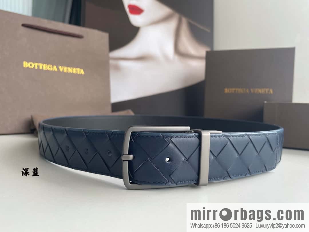 BottegaVenta (Bottega) woven first layer cowhide Intrecciato belt rotating metal buckle 3.8cm