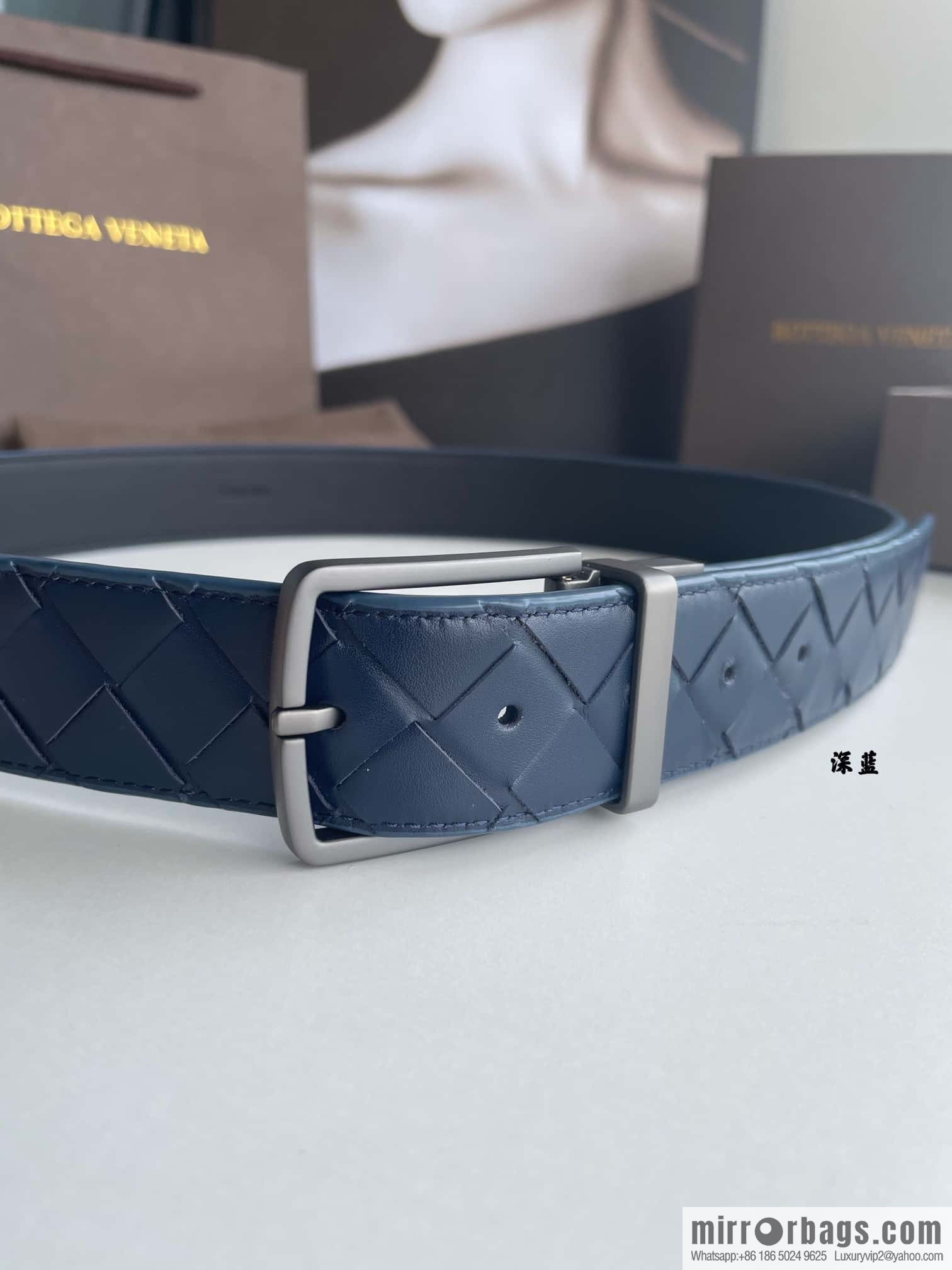 BottegaVenta (Bottega) woven first layer cowhide Intrecciato belt rotating metal buckle 3.8cm