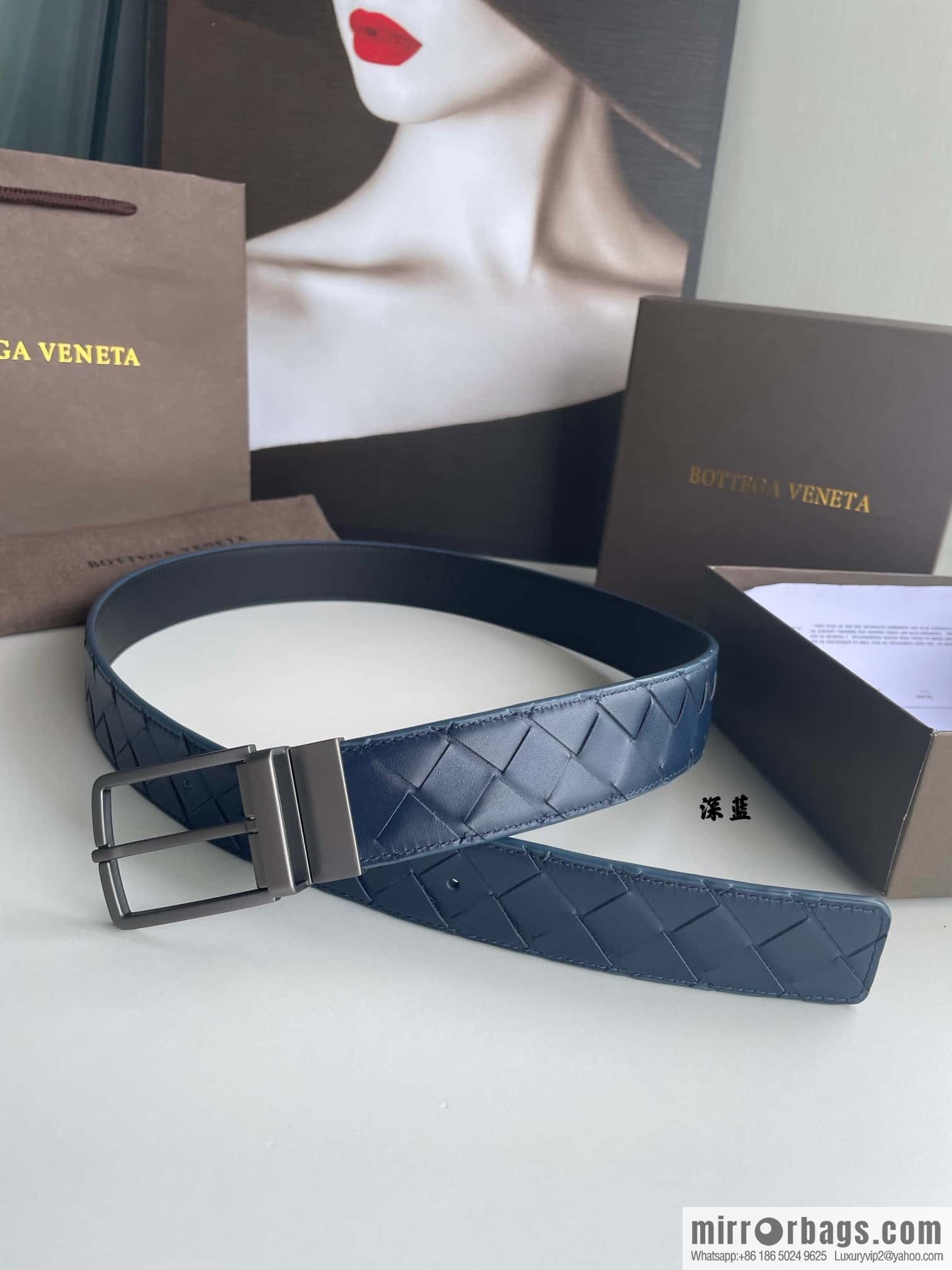 BottegaVenta (Bottega) woven first layer cowhide Intrecciato belt rotating metal buckle 3.8cm