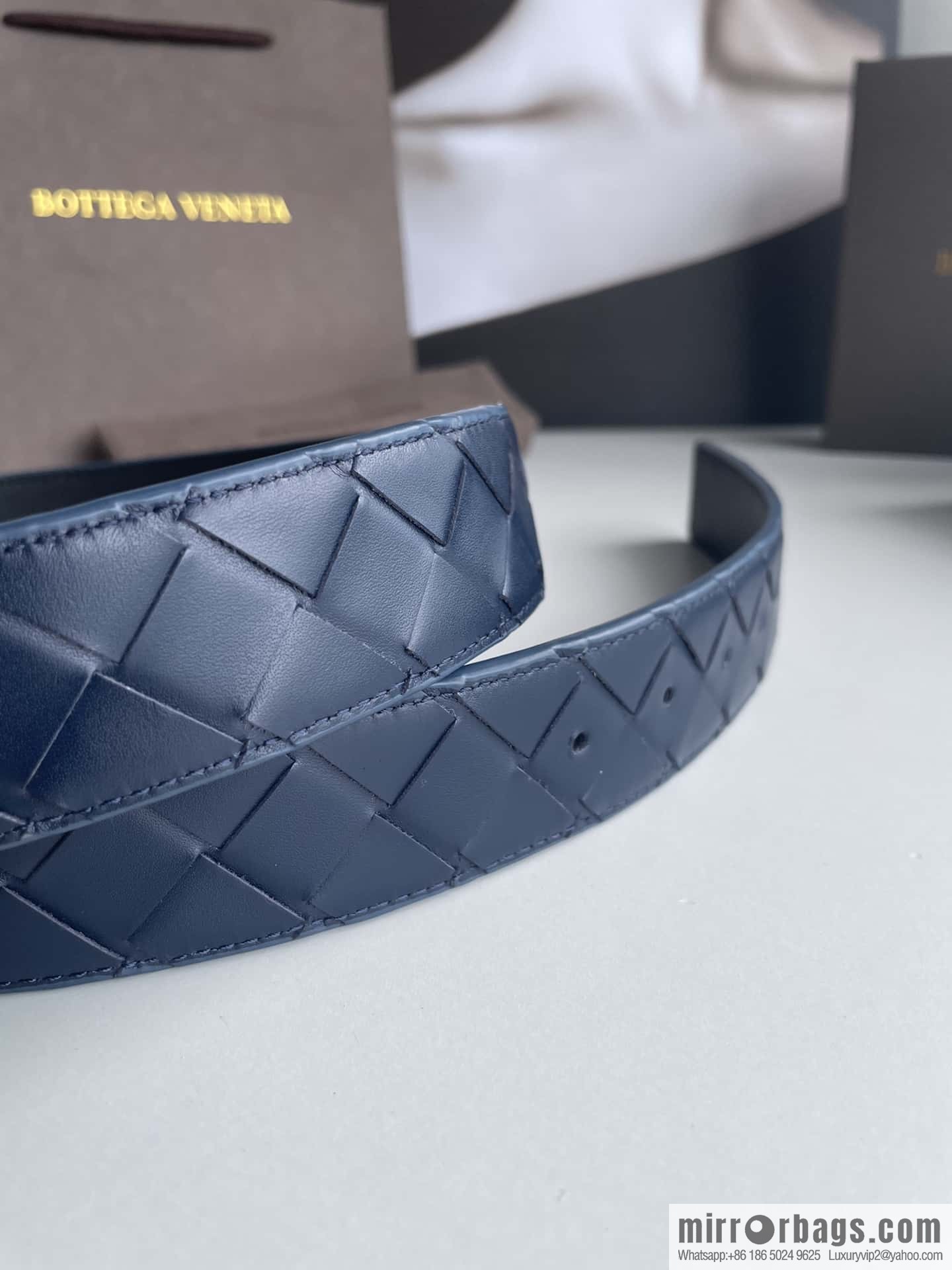 BottegaVenta (Bottega) woven first layer cowhide Intrecciato belt rotating metal buckle 3.8cm
