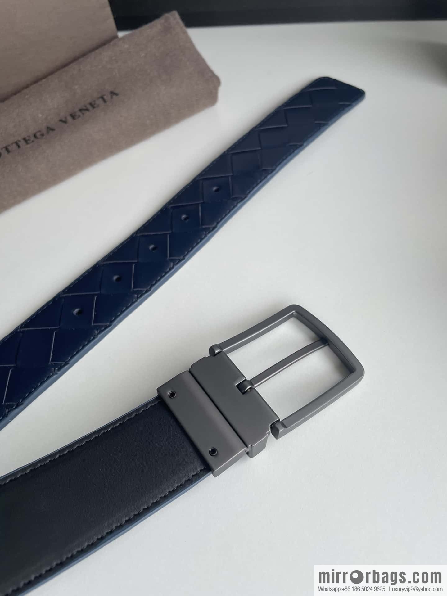 BottegaVenta (Bottega) woven first layer cowhide Intrecciato belt rotating metal buckle 3.8cm