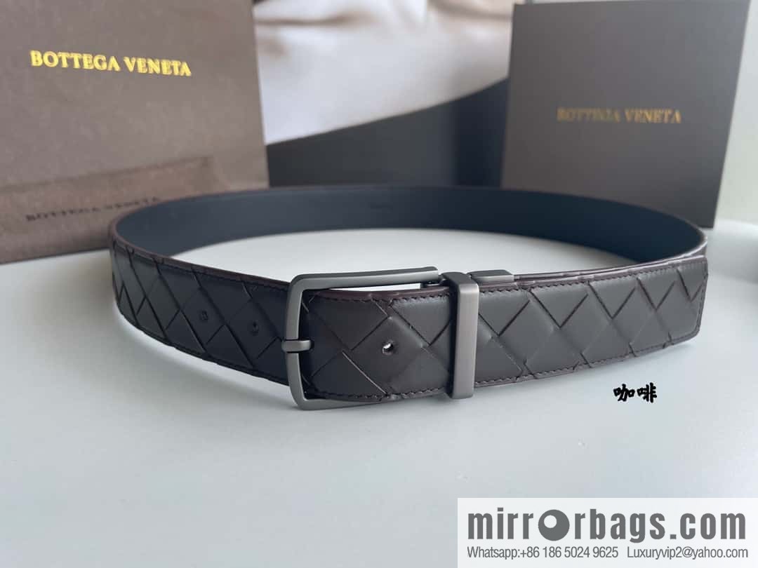 BottegaVenta (Bottega) woven first layer cowhide Intrecciato belt rotating metal buckle 3.8cm