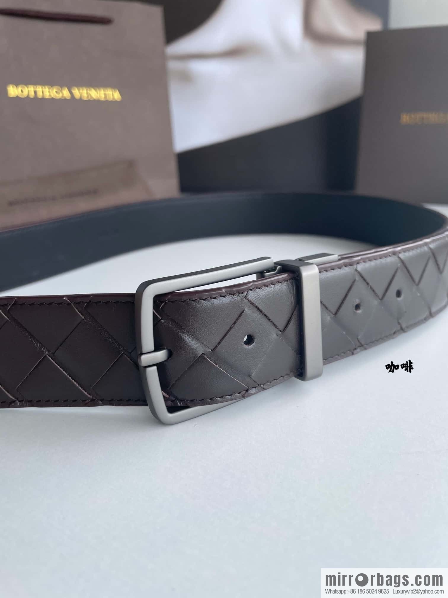 BottegaVenta (Bottega) woven first layer cowhide Intrecciato belt rotating metal buckle 3.8cm