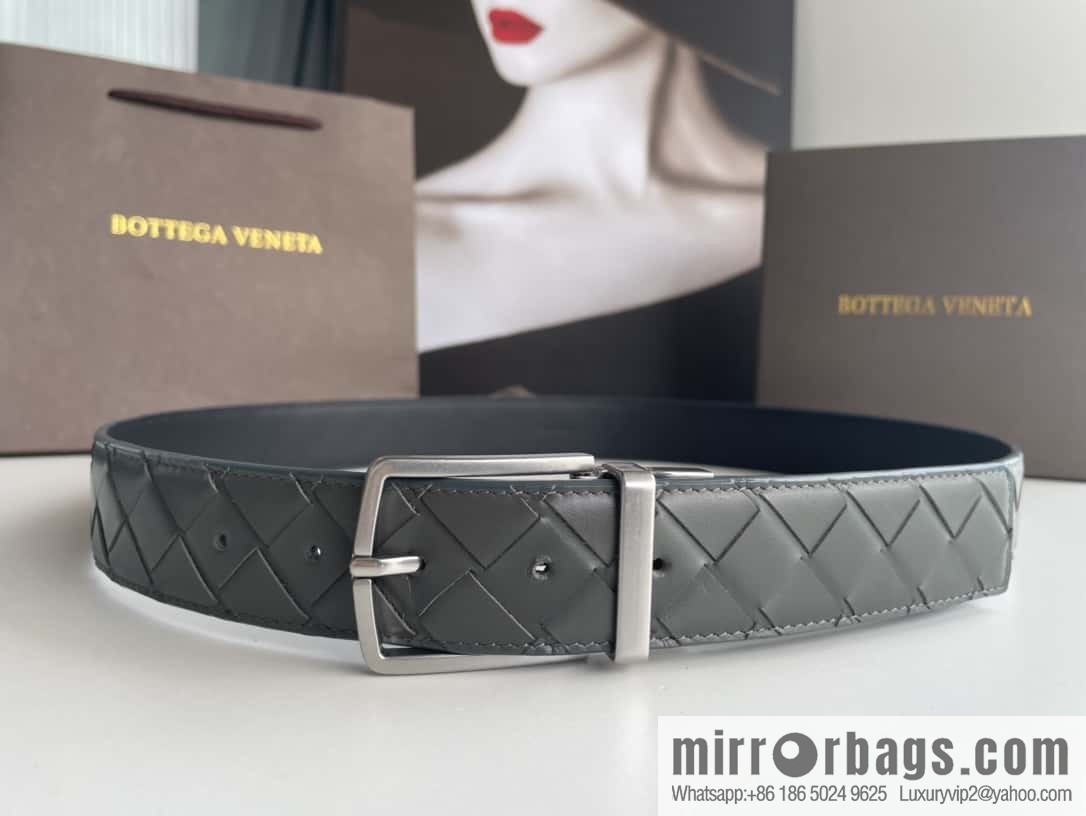 BottegaVenta (Bottega) woven first layer cowhide Intrecciato belt rotating metal buckle 3.8cm