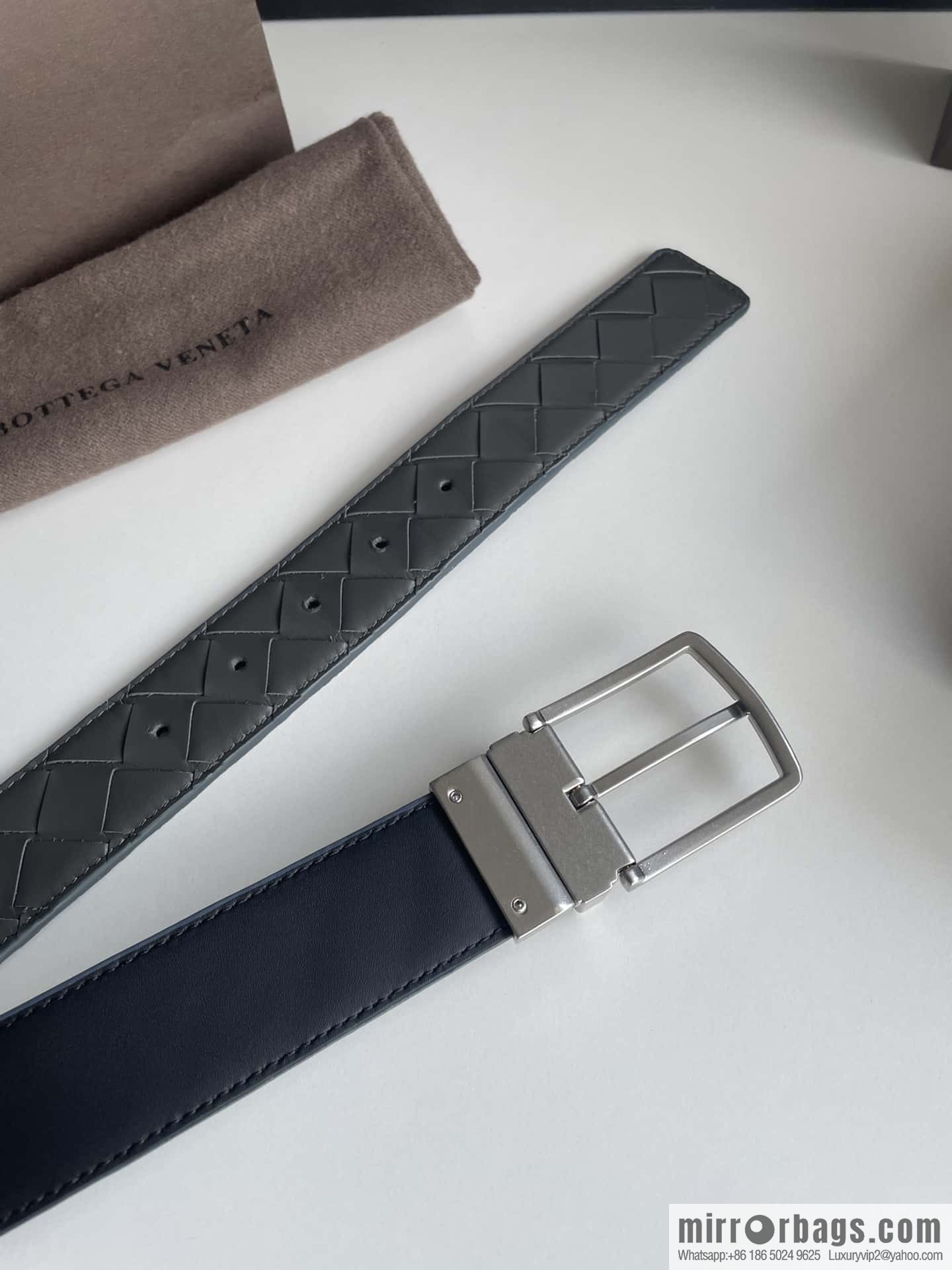 BottegaVenta (Bottega) woven first layer cowhide Intrecciato belt rotating metal buckle 3.8cm