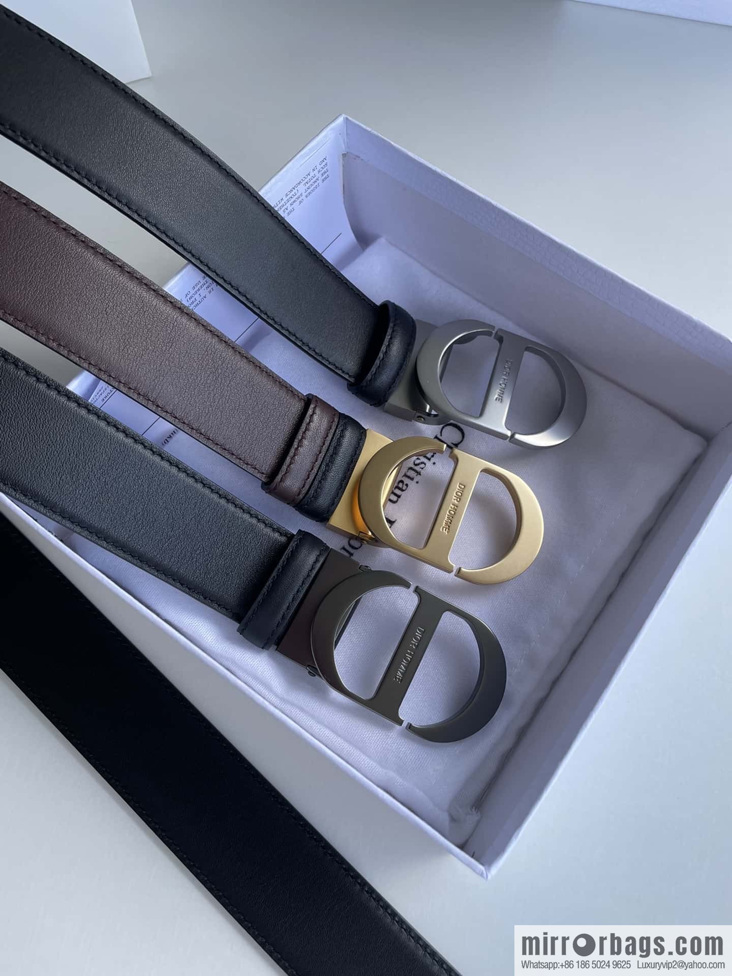 Dior, imported first layer cowhide matte texture metal buckle men's waist practical and embellished belt