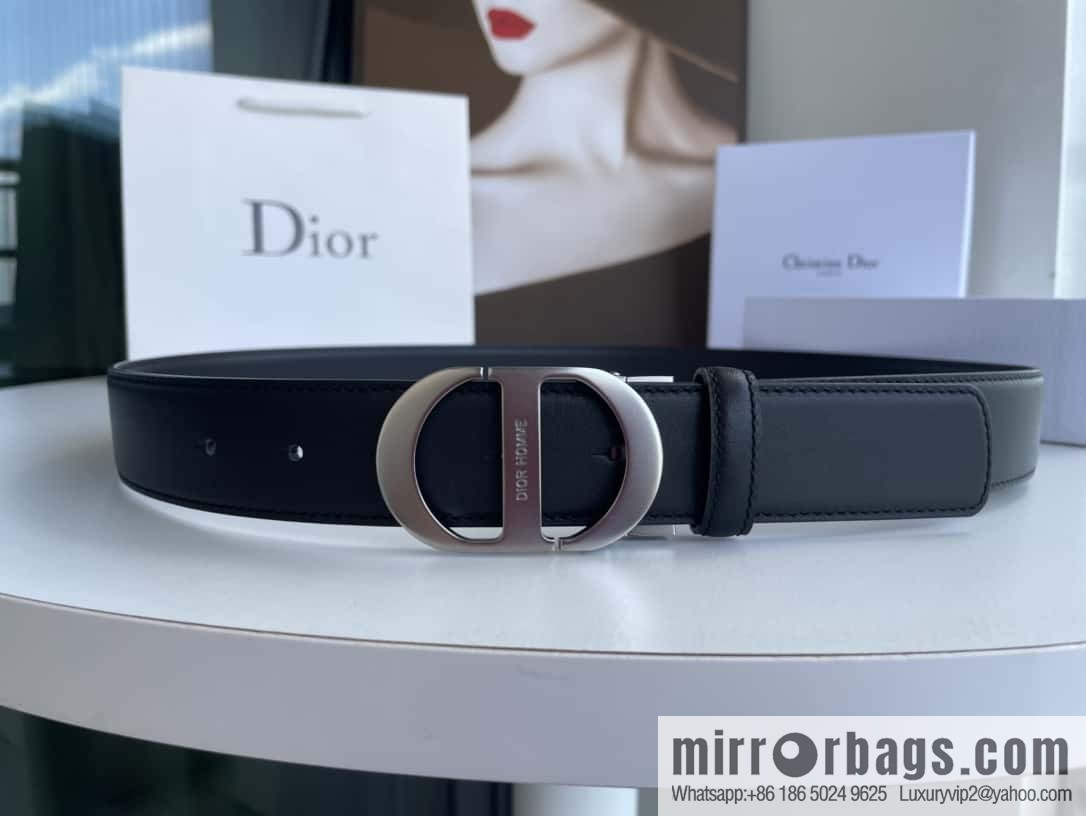 Dior, imported first layer cowhide matte texture metal buckle men's waist practical and embellished belt