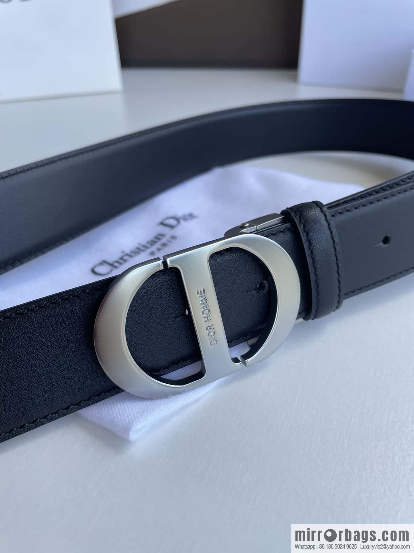 Dior, imported first layer cowhide matte texture metal buckle men's waist practical and embellished belt