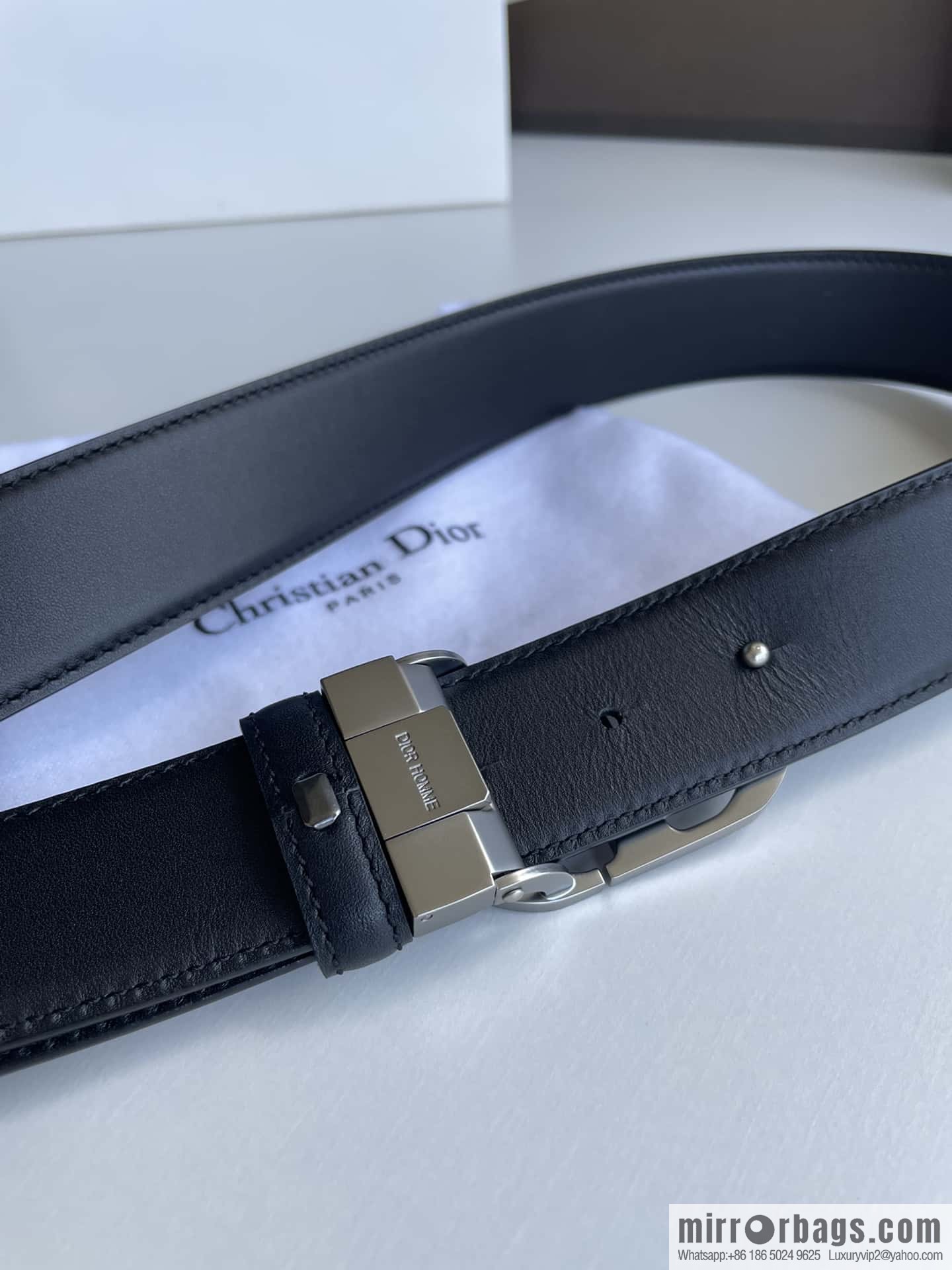 Dior, imported first layer cowhide matte texture metal buckle men's waist practical and embellished belt