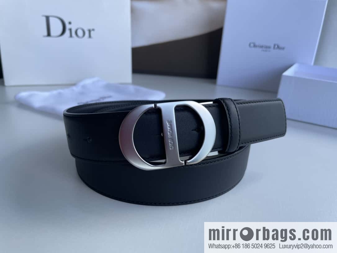 Dior, imported first layer cowhide matte texture metal buckle men's waist practical and embellished belt