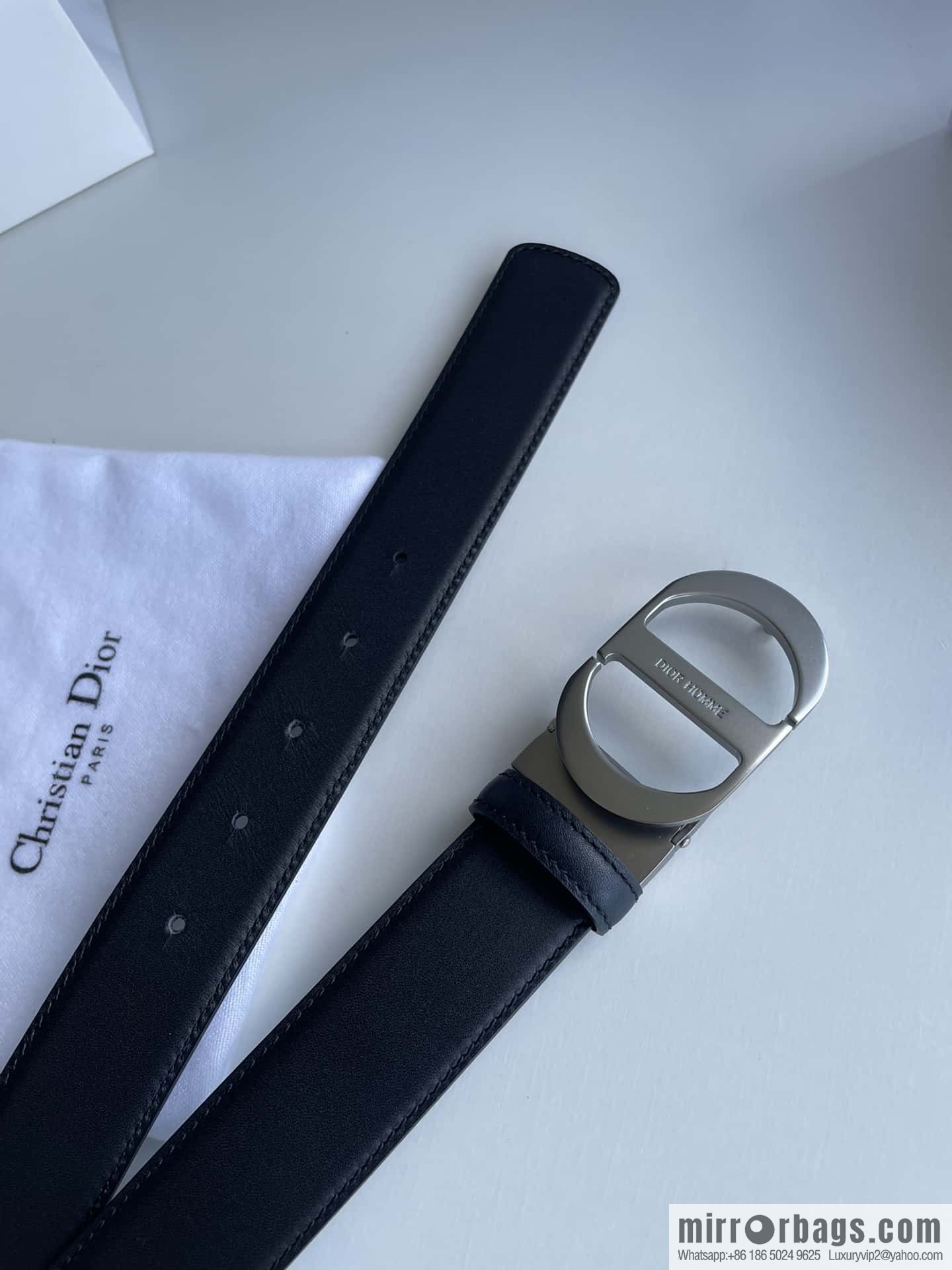 Dior, imported first layer cowhide matte texture metal buckle men's waist practical and embellished belt