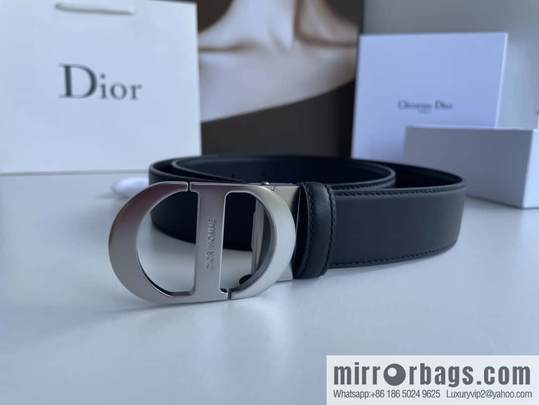 Dior, imported first layer cowhide matte texture metal buckle men's waist practical and embellished belt