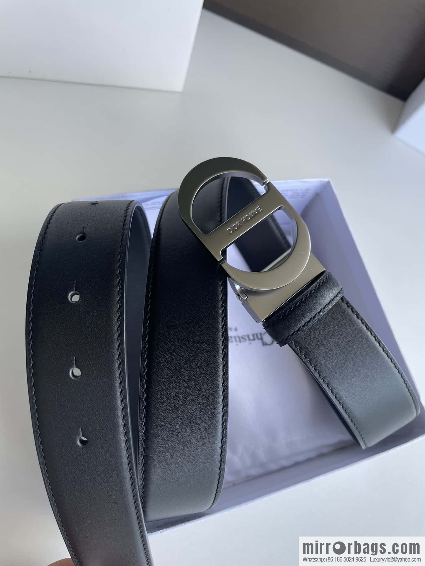 Dior, imported first layer cowhide matte texture metal buckle men's waist practical and embellished belt