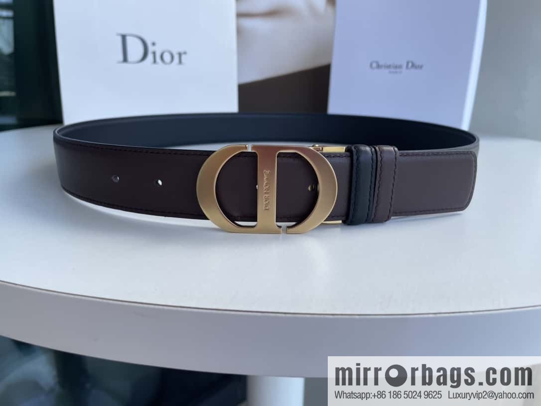 Dior, imported first layer cowhide matte texture metal buckle men's waist practical and embellished belt