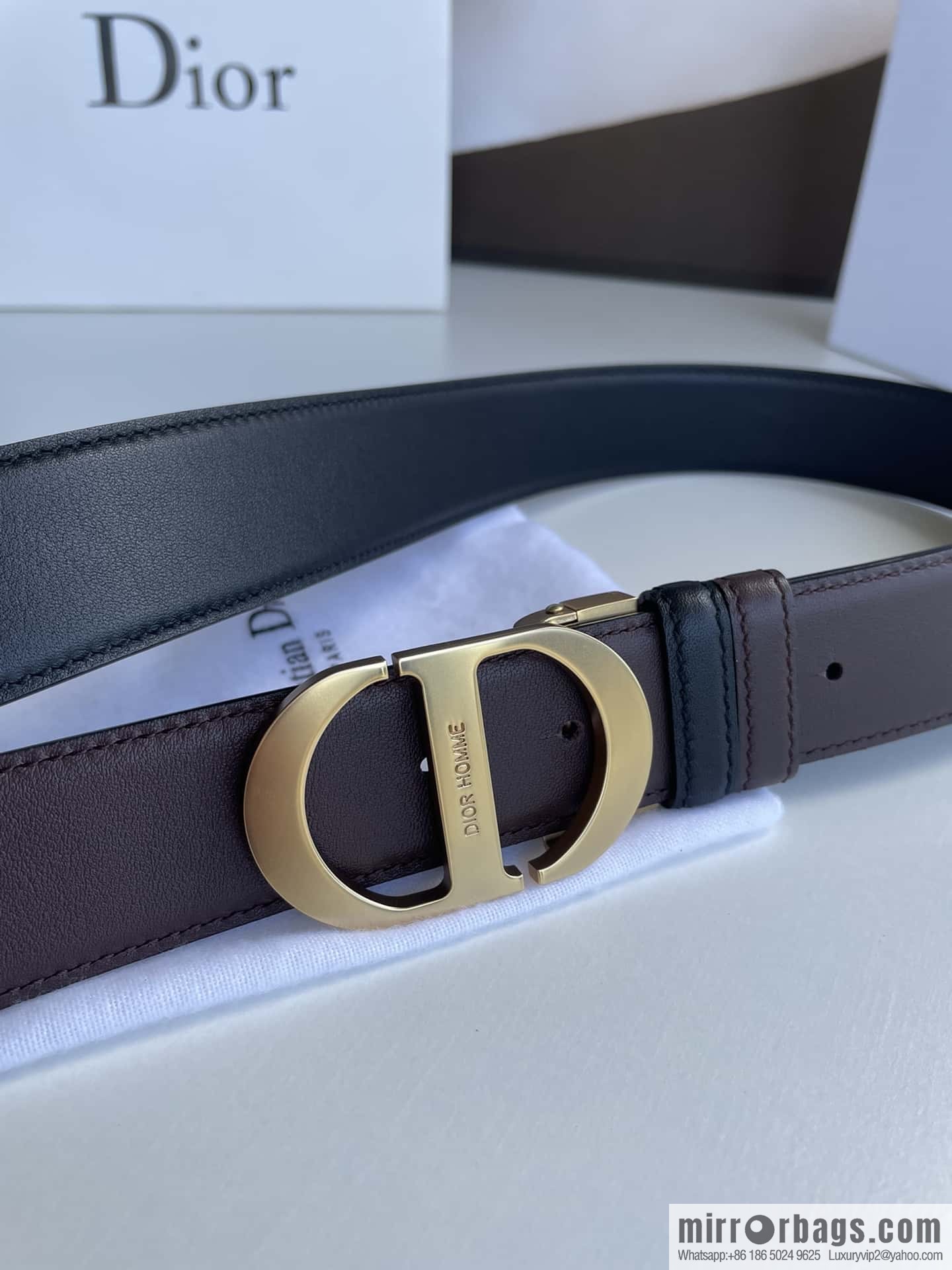 Dior, imported first layer cowhide matte texture metal buckle men's waist practical and embellished belt