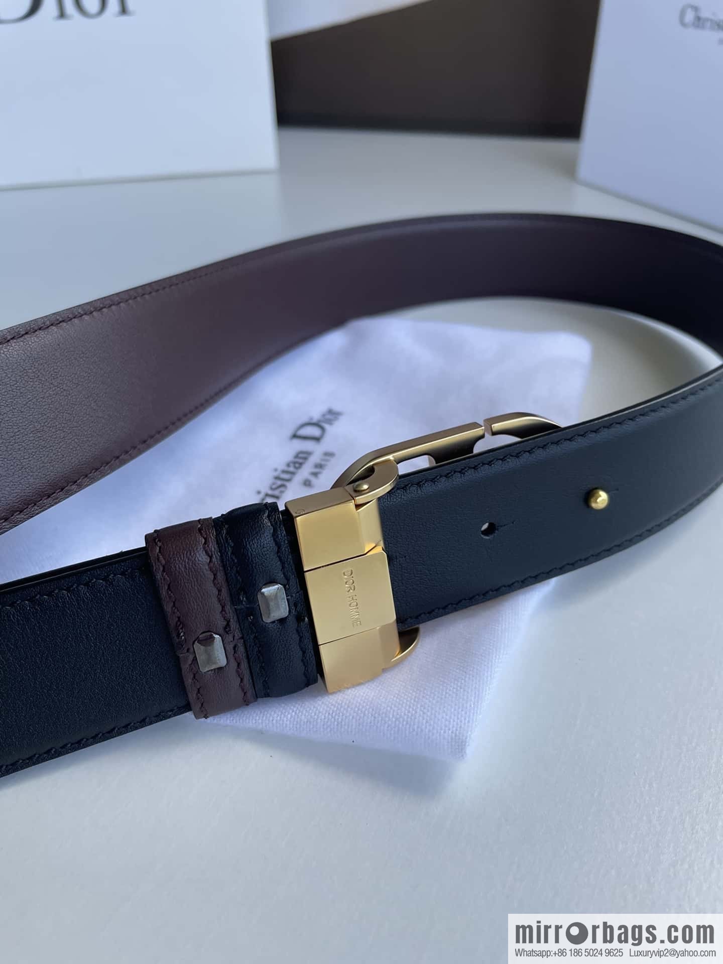 Dior, imported first layer cowhide matte texture metal buckle men's waist practical and embellished belt