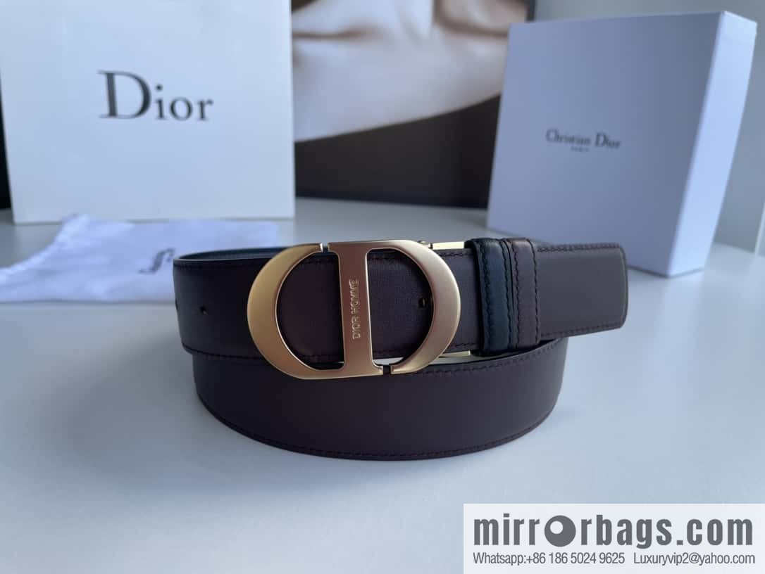 Dior, imported first layer cowhide matte texture metal buckle men's waist practical and embellished belt
